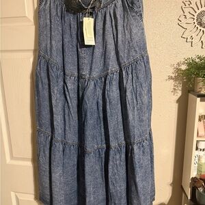 Chic Indigo Tiered Maxi Skirt